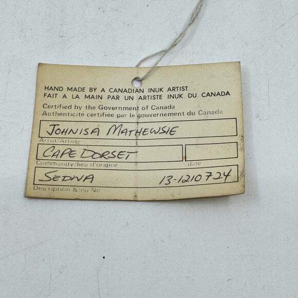 Inuit Hand Carved Sedna Sculpture by Johnysa Mathewsie - Picture 10 of 11